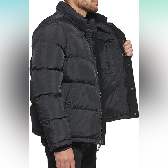 NWT Men's Black Levis Stand Collar Quilted Puffer Jacket, Size M - Picture 2 of 11